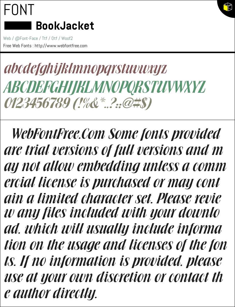 Book Jacket Fonts Downloads - WebFontFree.Com