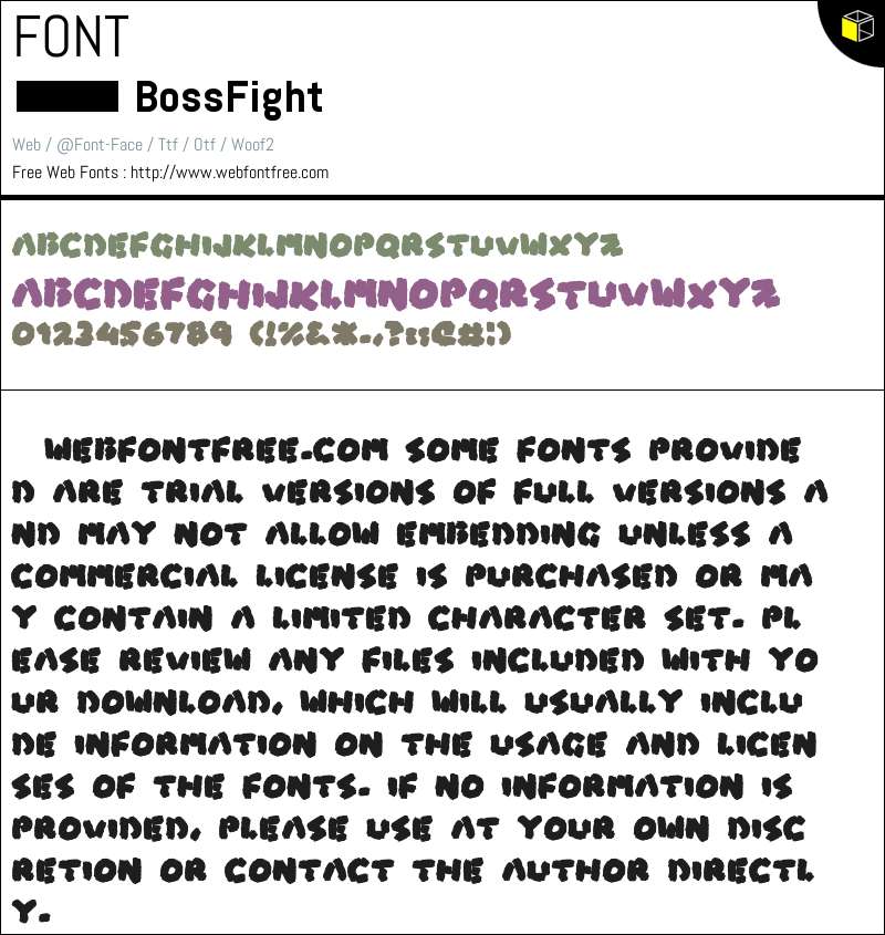 Boss Fight Fonts Downloads - WebFontFree.Com