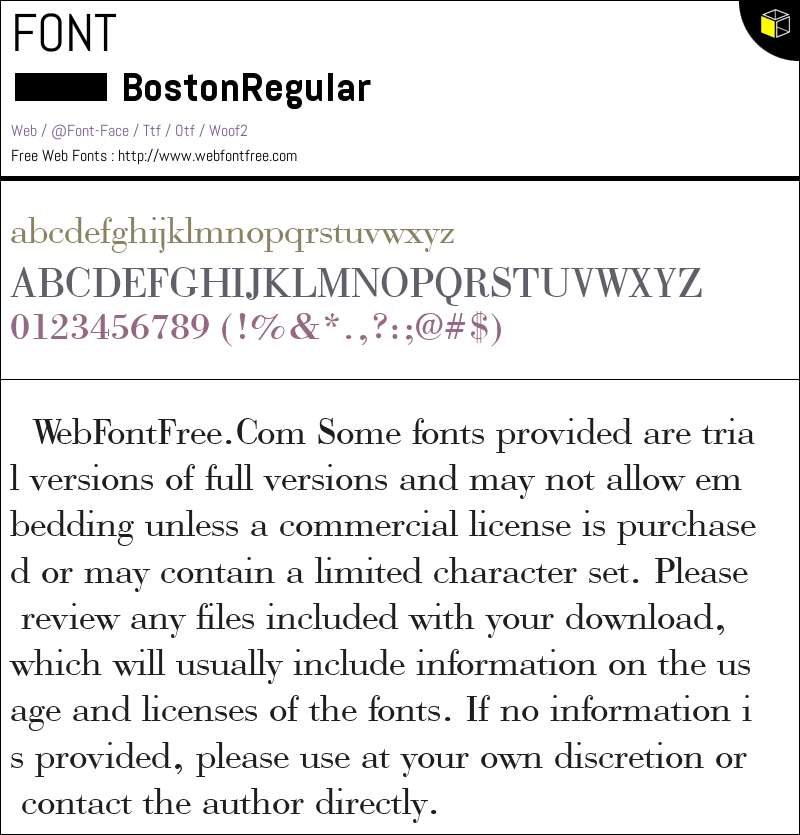 Boston Regular Fonts Downloads - WebFontFree.Com