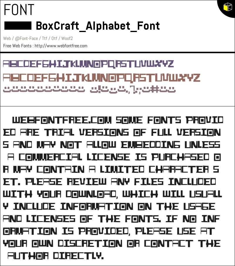 BoxCraft_Alphabet_Font Fonts Downloads - WebFontFree.Com