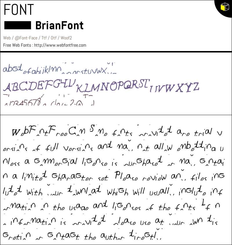 BrianFont Fonts Downloads - WebFontFree.Com