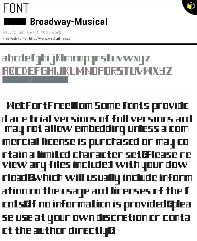 Broadway Musical Regular Fonts Downloads - WebFontFree.Com