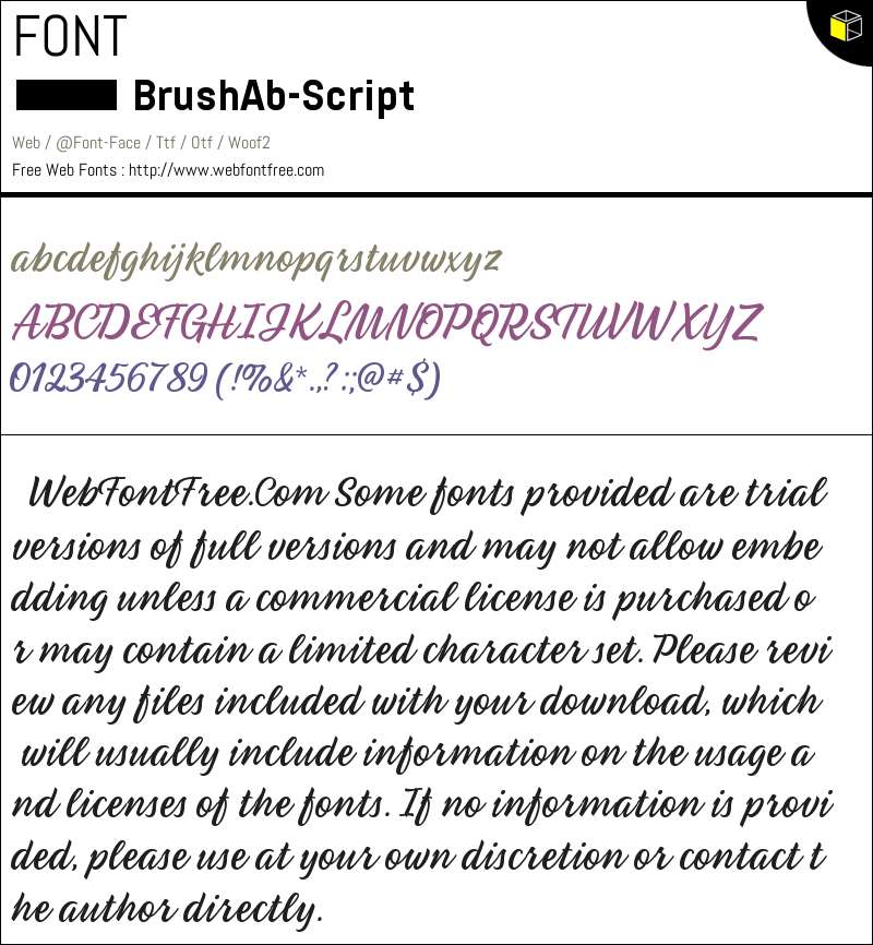 A B Script Brushability W00 Script Fuentes Descargar - WebFontFree.Com