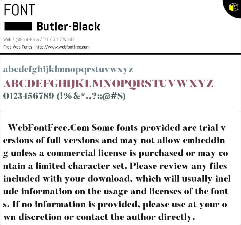 Butler-Black Fonts Downloads - WebFontFree.Com
