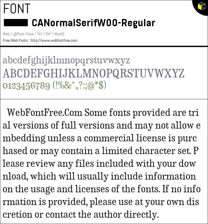 CA Normal Serif W00 Regular Fonts Downloads - WebFontFree.Com