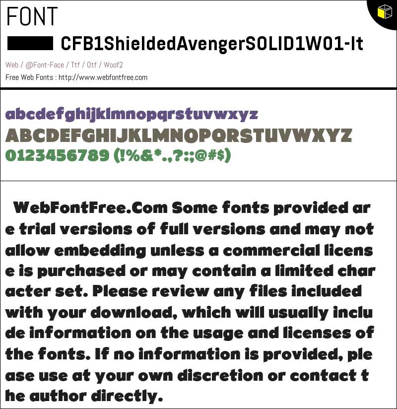 CFB1ShieldedAvengerSOLID1W01It Fonts Downloads - WebFontFree.Com