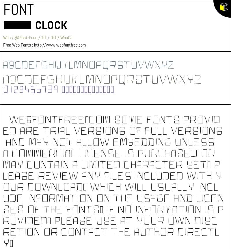CLOCK Fonts Downloads - WebFontFree.Com