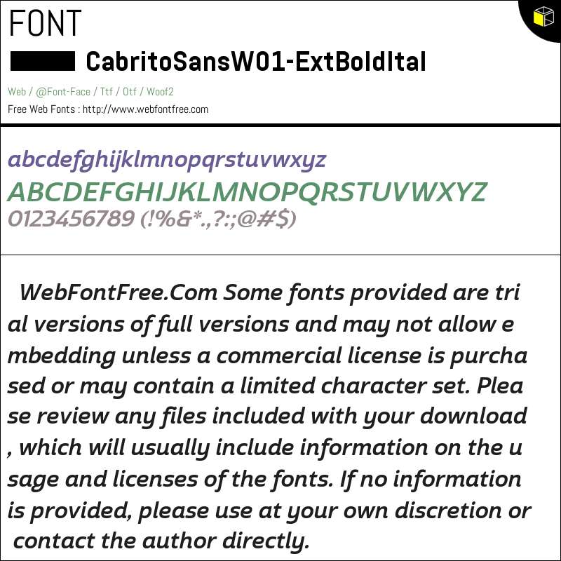 Cabrito Sans W01 Ext Bold Ital Fuentes Descargar