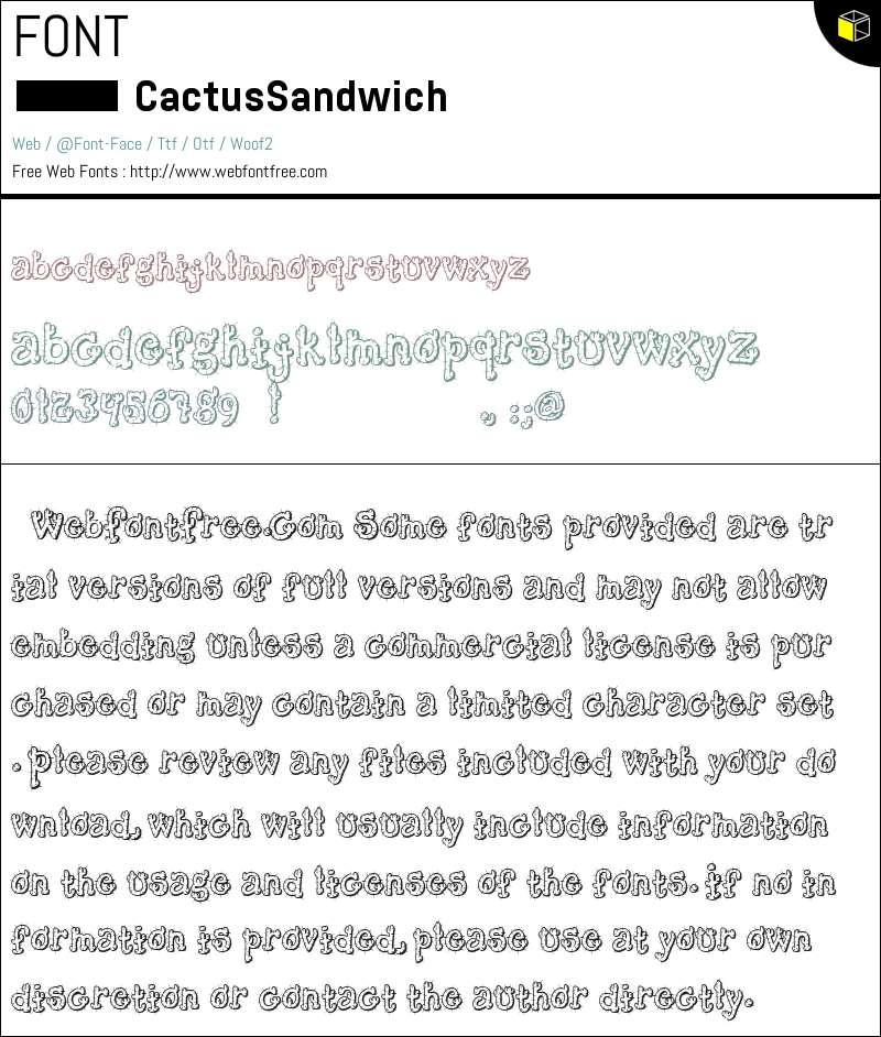 Cactus Sandwich Fonts Downloads - WebFontFree.Com