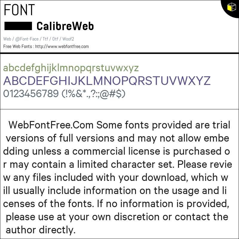 Calibre Web Fonts Downloads - WebFontFree.Com