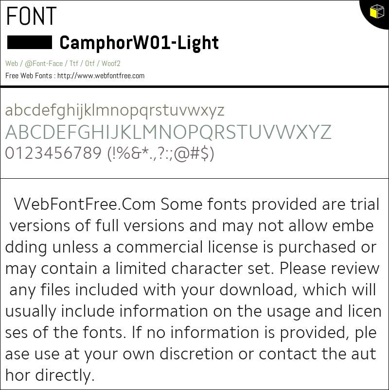 Camphor W01 Light Fonts Downloads