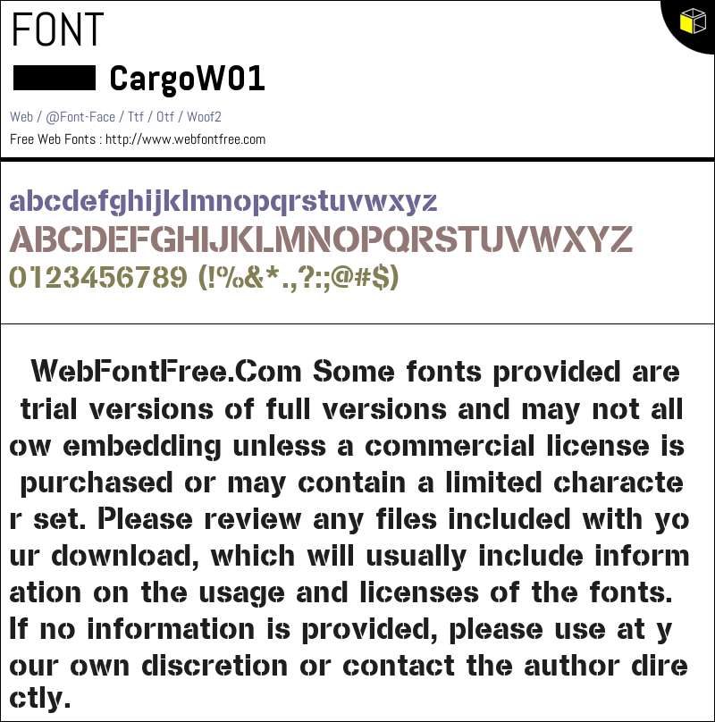 Cargo W01 Fonts Downloads - WebFontFree.Com