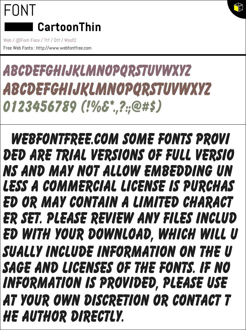 Cartoon Thin Fonts Downloads - WebFontFree.Com