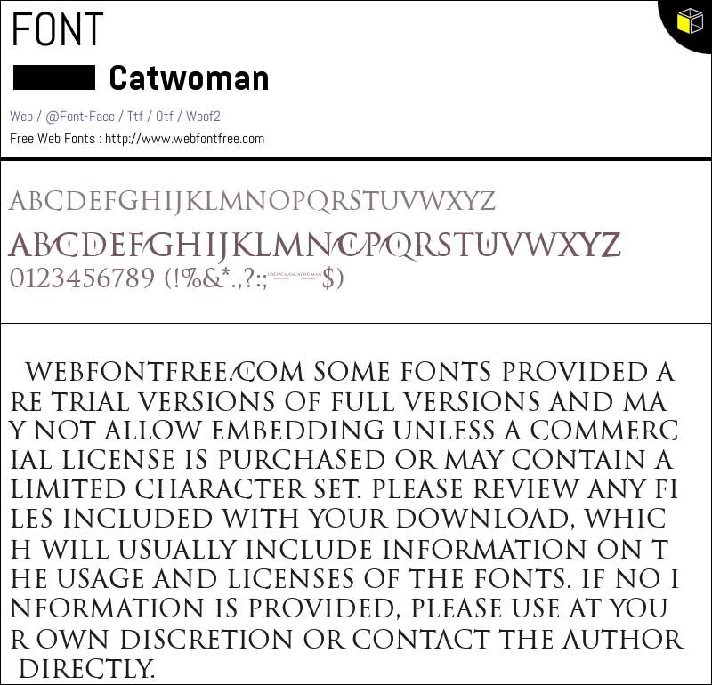 Catwoman Fonts Downloads - WebFontFree.Com