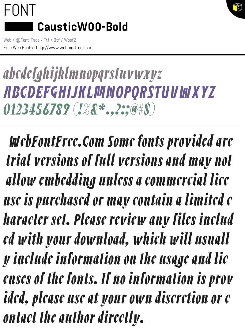 Caustic W00 Bold Fonts Downloads - WebFontFree.Com
