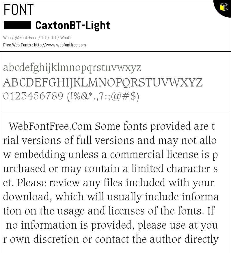 Caxton Light BT Fonts Downloads - WebFontFree.Com