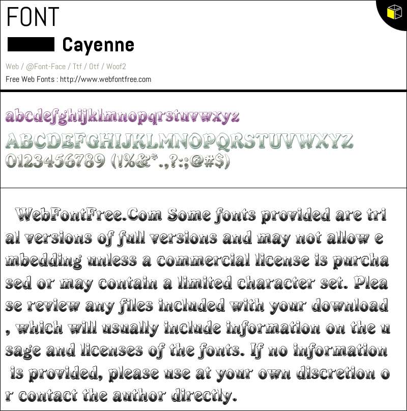 Cayenne-Regular 字体 下载 - WebFontFree.Com