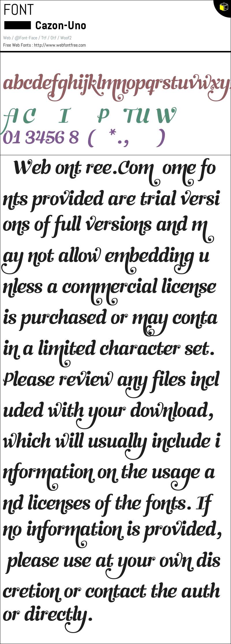 Cazon-Uno Fonts Downloads - WebFontFree.Com