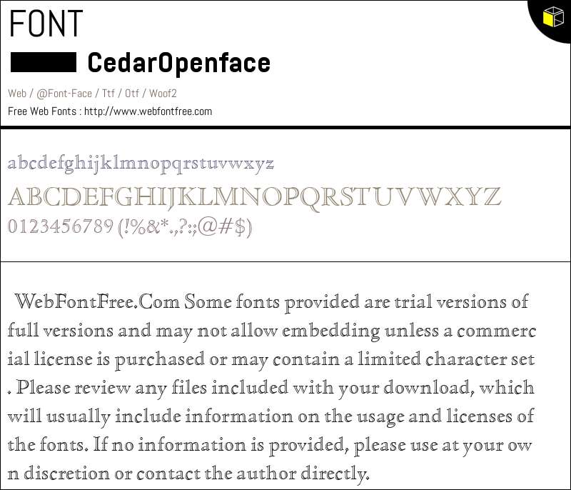 CedarOpenface-Regular Fonts Downloads - WebFontFree.Com