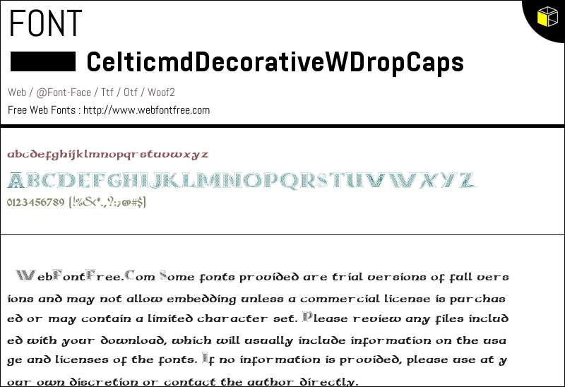 Celticmd Decorative W Drop Caps Fonts