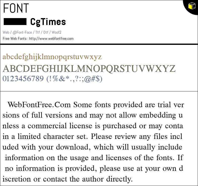 CG Times Fonts Downloads - WebFontFree.Com