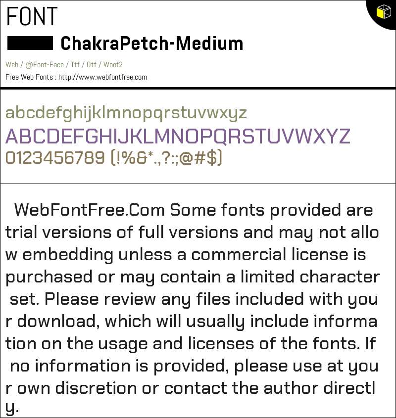 Chakra Petch Medium 字体 下载 - WebFontFree.Com
