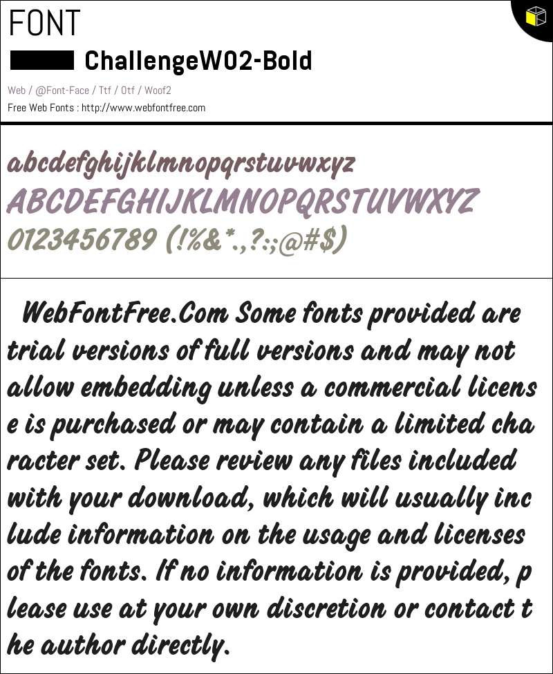 Challenges Cursive Text Challenge W02 Bold Fonts Downloads - WebFontFree.Com