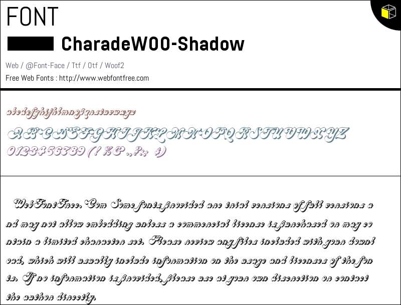 Shadow Code Font Charade W00 Shadow Fonts Downloads - WebFontFree.Com