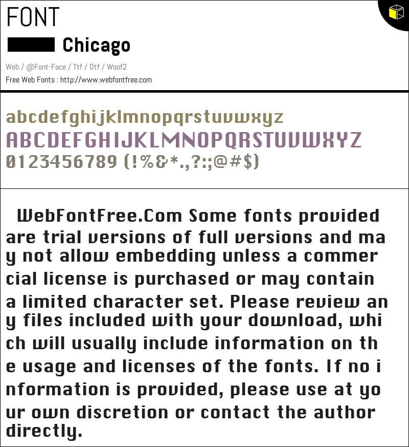 Chicago Fonts Downloads - WebFontFree.Com