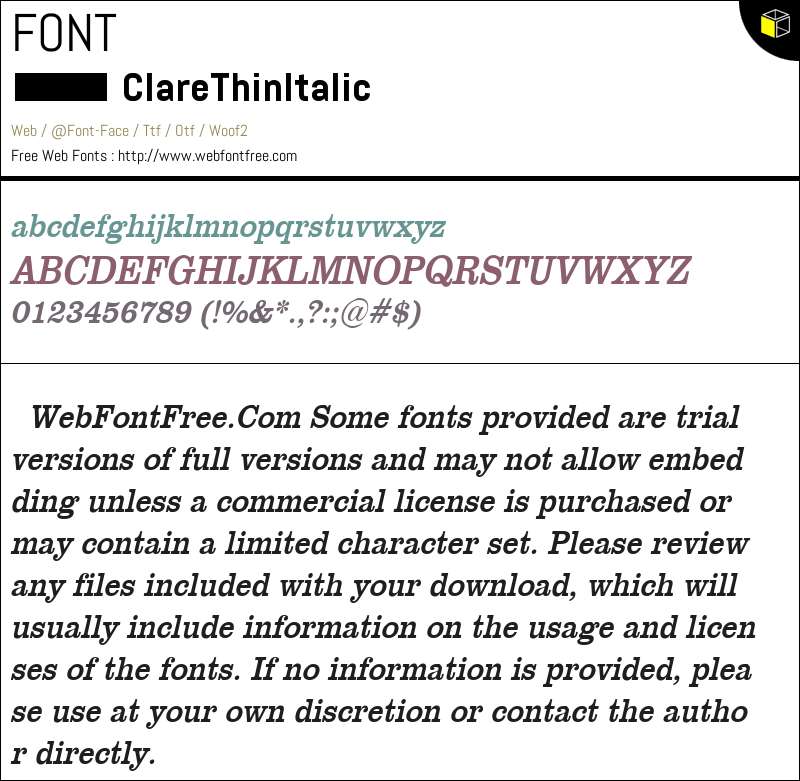 Clare Lettering Styles Clare Thin Italic Fonts Downloads - WebFontFree.Com