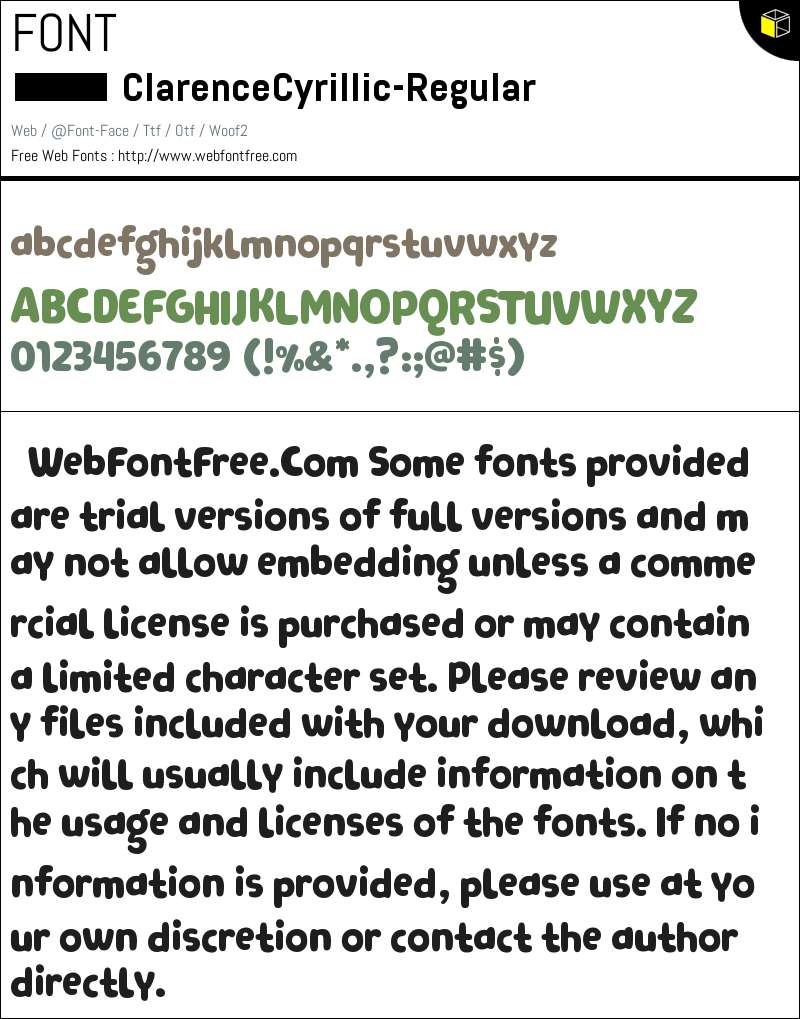 ClarenceCyrillic Regular Fonts Downloads WebFontFree Com
