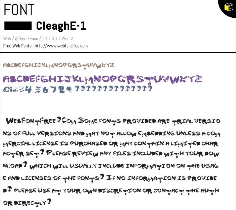 Cleagh E-1 Fonts Downloads - WebFontFree.Com