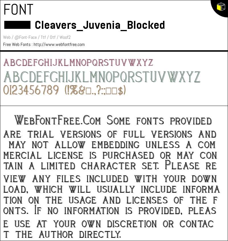 Cleaver's_Juvenia_Blocked Fonts Downloads