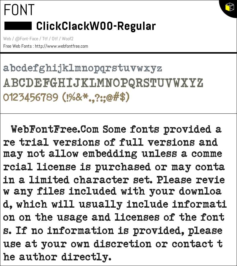ClickClack W00 Regular Fonts Downloads - WebFontFree.Com