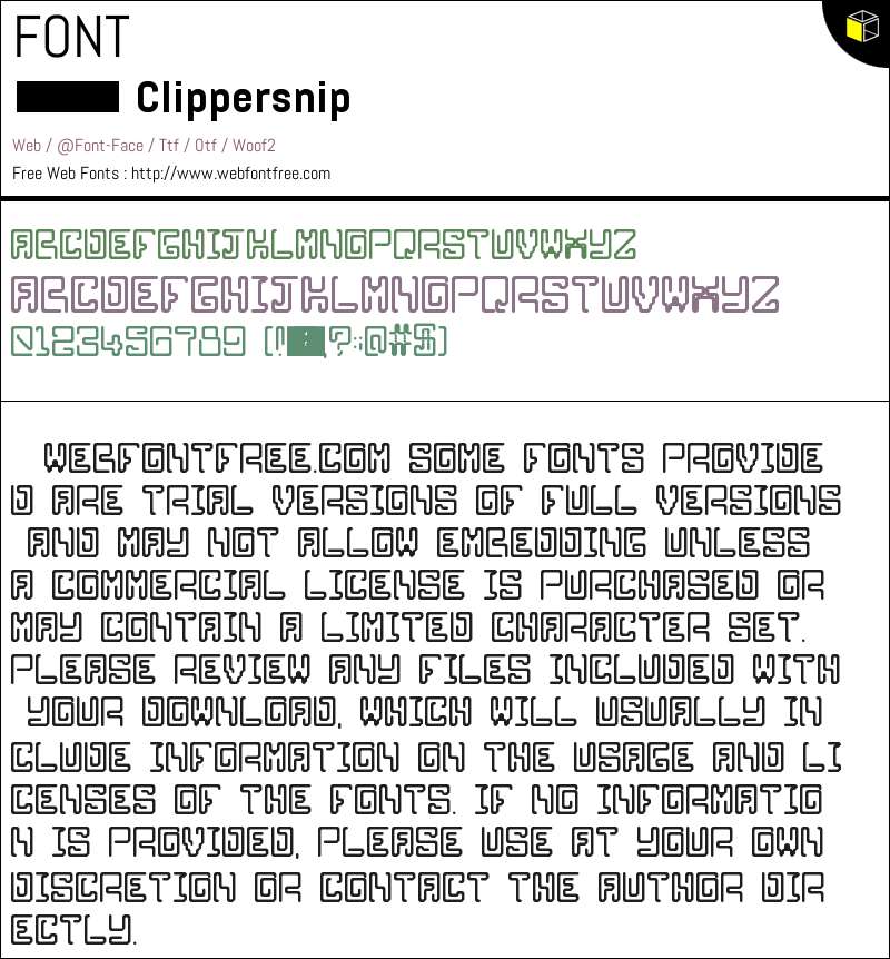 Clippersnip Regular Fonts Downloads - WebFontFree.Com