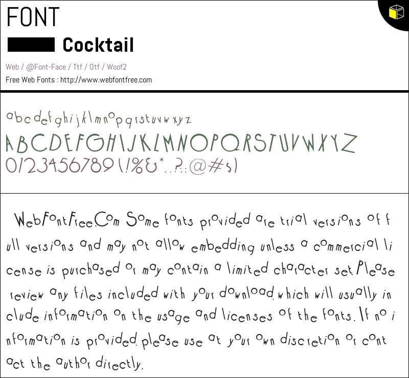 Cocktail Fonts Downloads - WebFontFree.Com