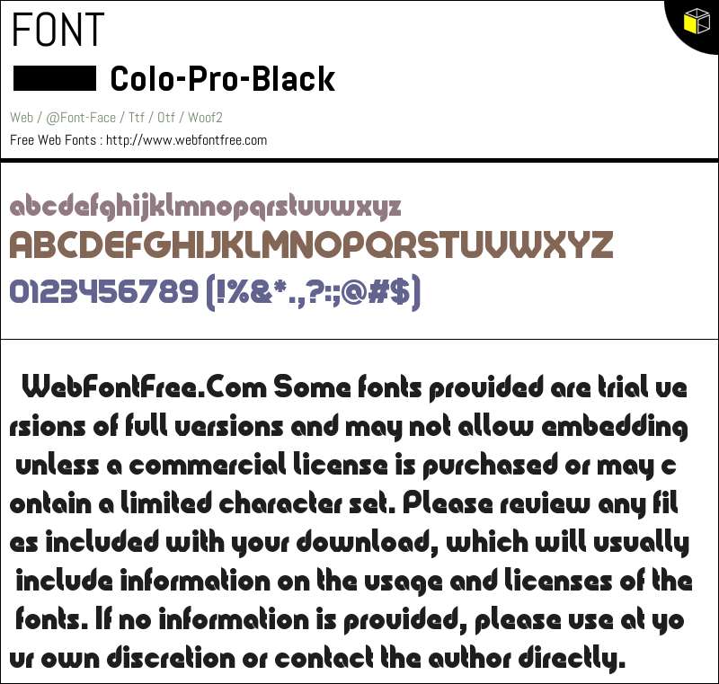 Colo-Pro-Black Fonts Downloads - WebFontFree.Com