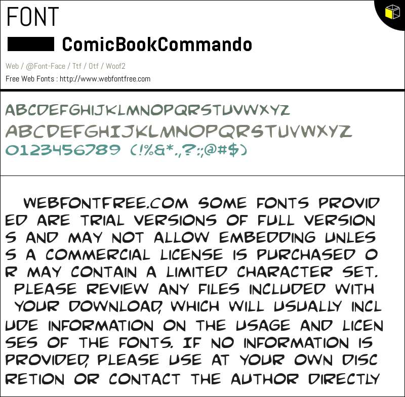 Comic Book Commando Fonts Downloads - WebFontFree.Com