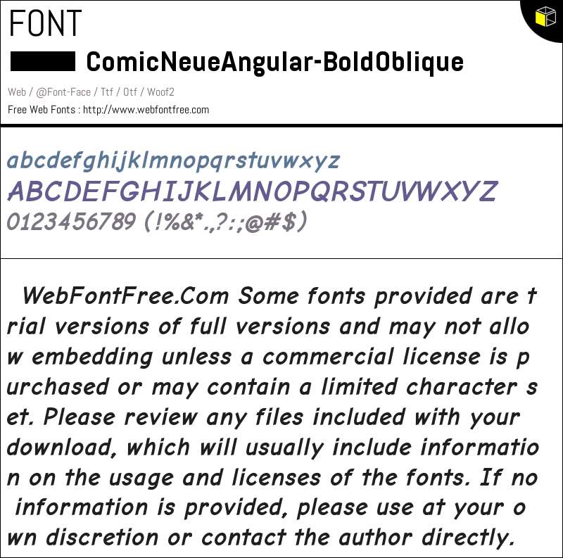 Comic Neue Angular Bold Oblique Fonts Downloads - WebFontFree.Com