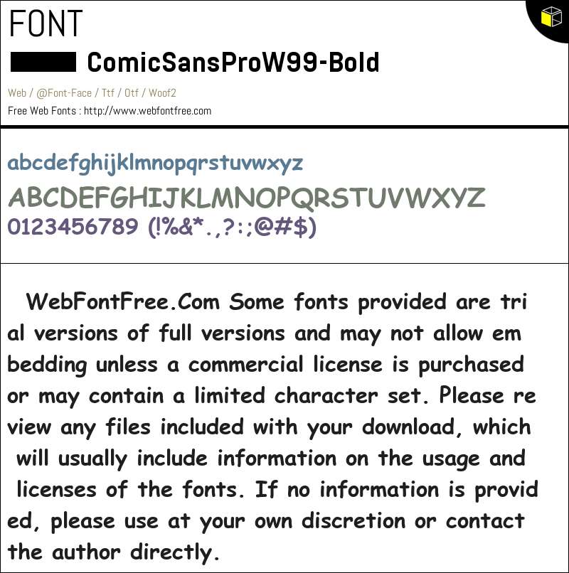 Comic Sans Pro W99 Bold 字体 下载 - WebFontFree.Com