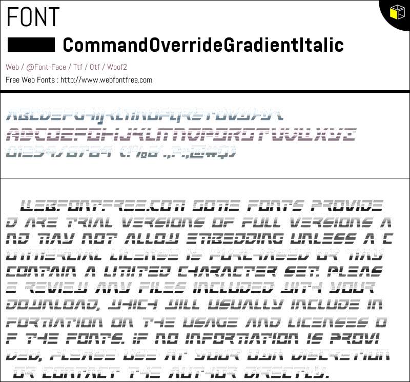 Command Override Gradient Italic Fonts Downloads - WebFontFree.Com