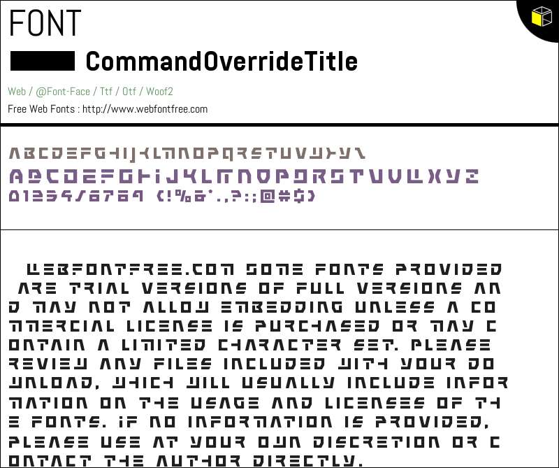 Command Override Title Fonts Downloads - WebFontFree.Com