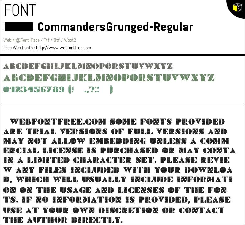 Commanders Typeface Commanders Grunged Regular 字体 下载 - WebFontFree.Com