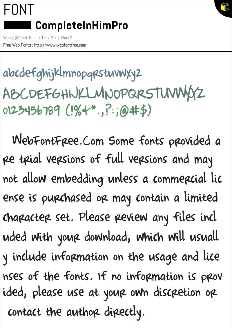 CompleteInHimPro Fonts Downloads - WebFontFree.Com