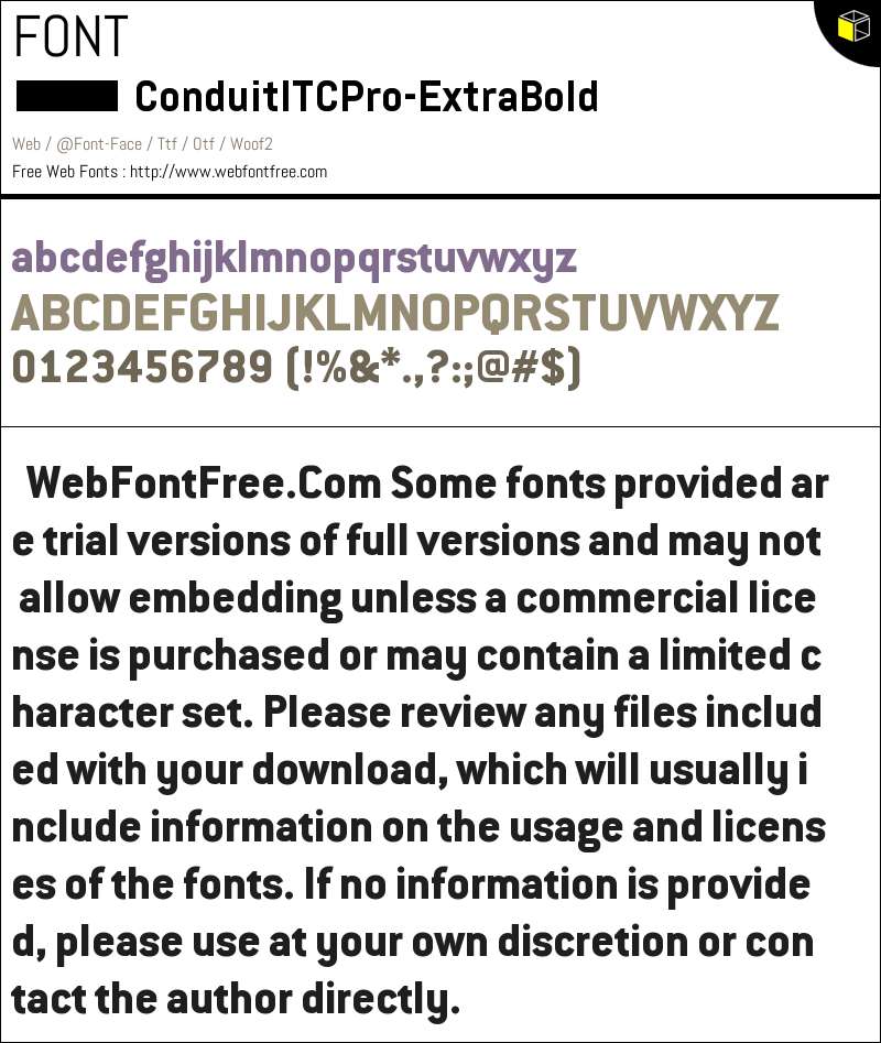 Conduit ITC W05 Extra Bold Fonts Downloads - WebFontFree.Com