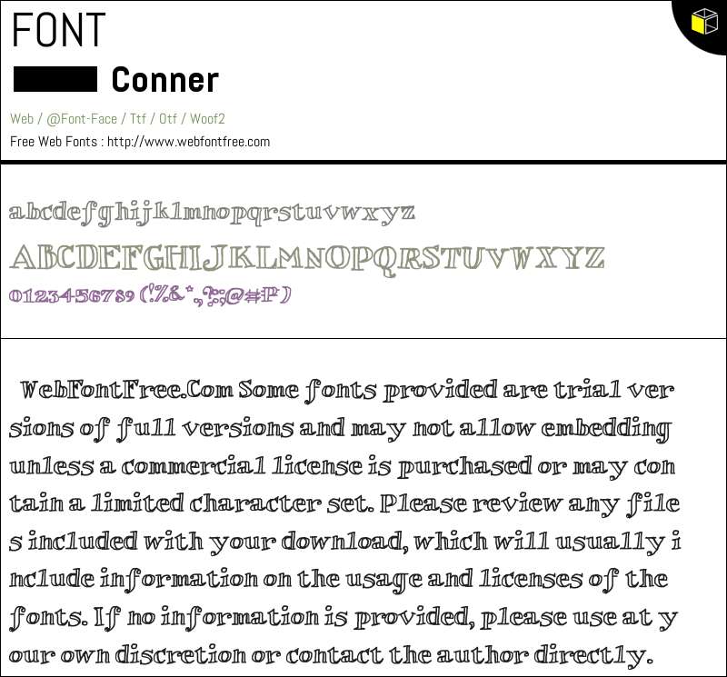 Conner Fonts Downloads - WebFontFree.Com