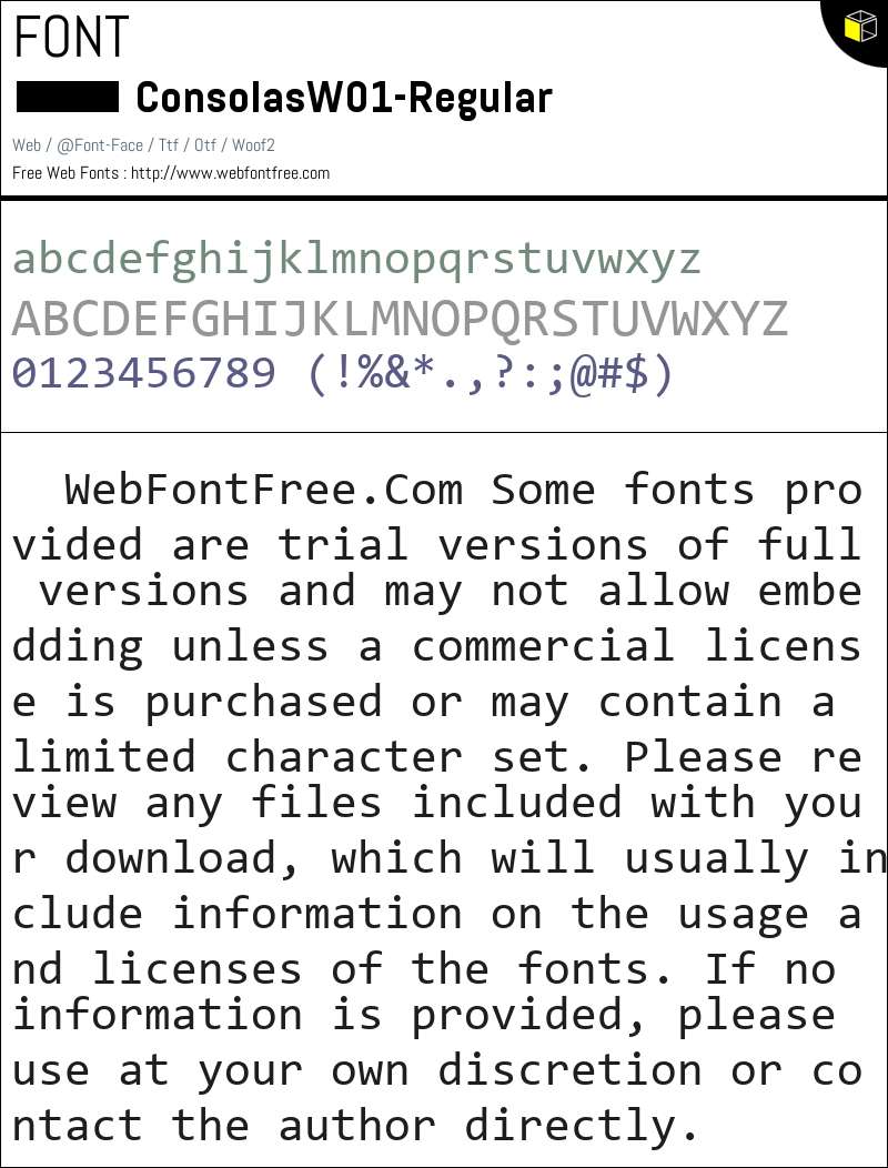 Consolas W01 Regular Fonts Downloads - WebFontFree.Com