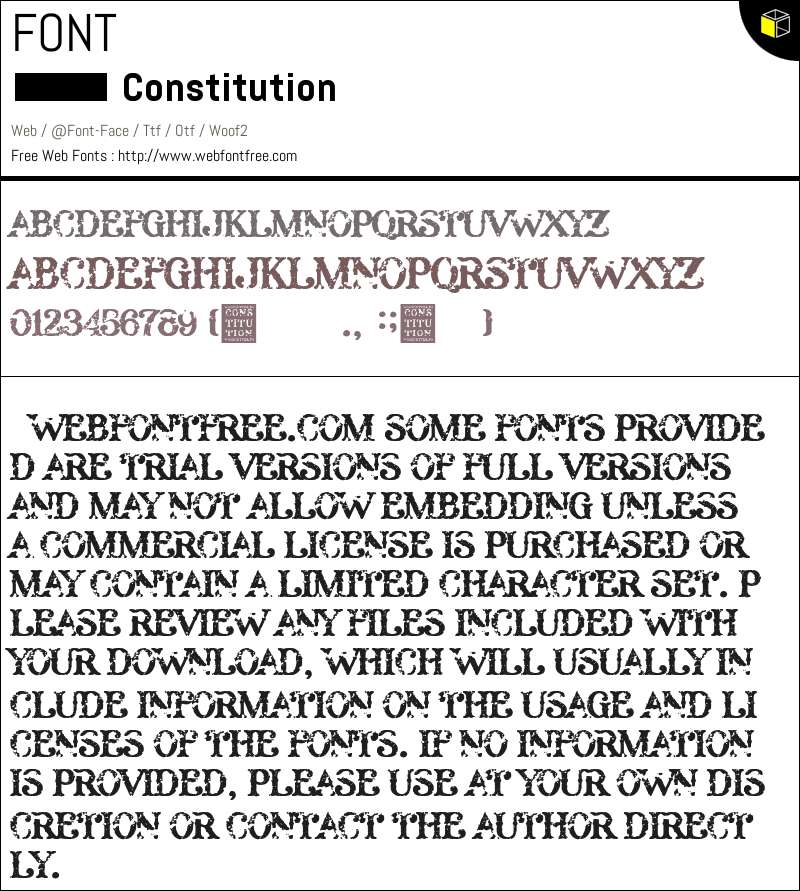 Constitution Fonts Downloads - WebFontFree.Com