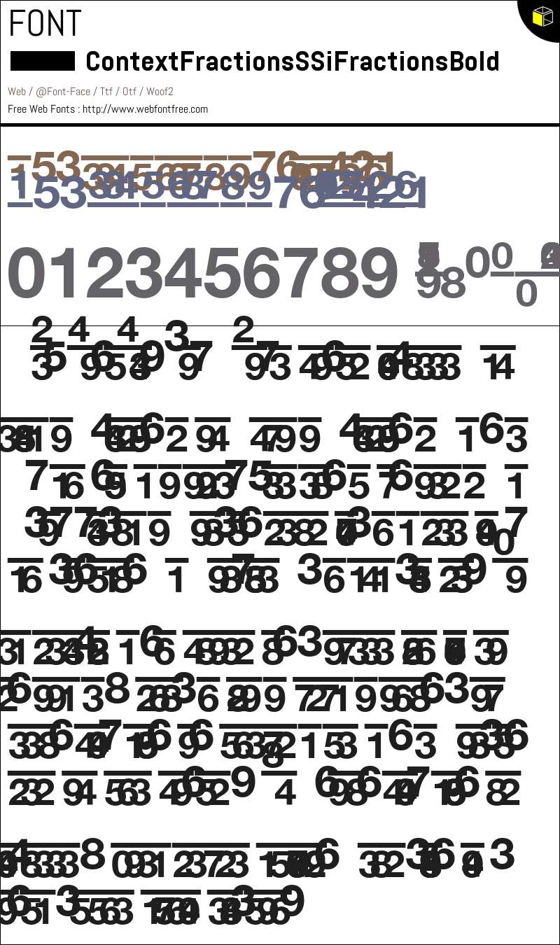 Context Fractions SSi Fractions Bold Fonts Downloads - WebFontFree.Com