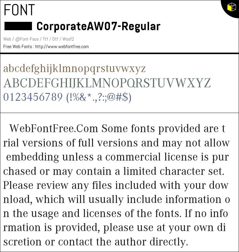 Corporate A W07 Regular Fonts Downloads - WebFontFree.Com